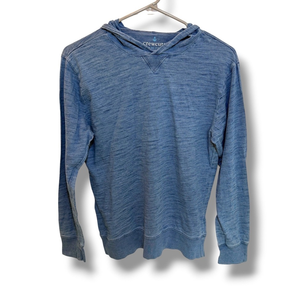 Crewcuts J.Crew Hoodie Boys XL 12-14 Blue Indigo Cotton Slub Pullover BE930